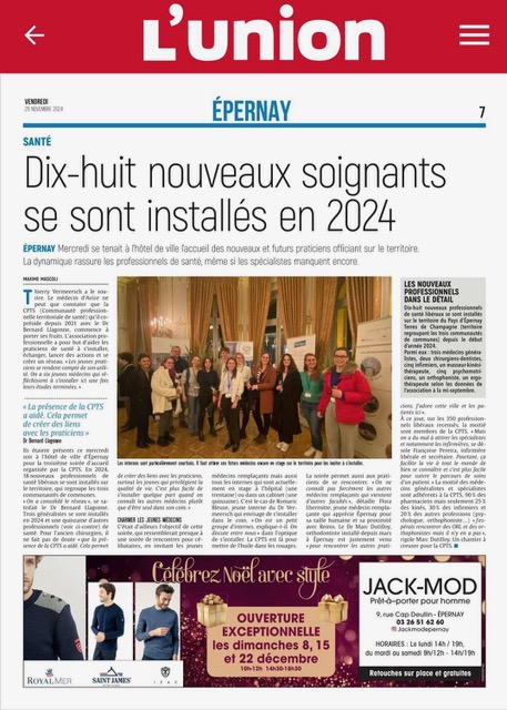 Les nouveaux et futurs praticiens du territoire de santé du Pays d'Epernay