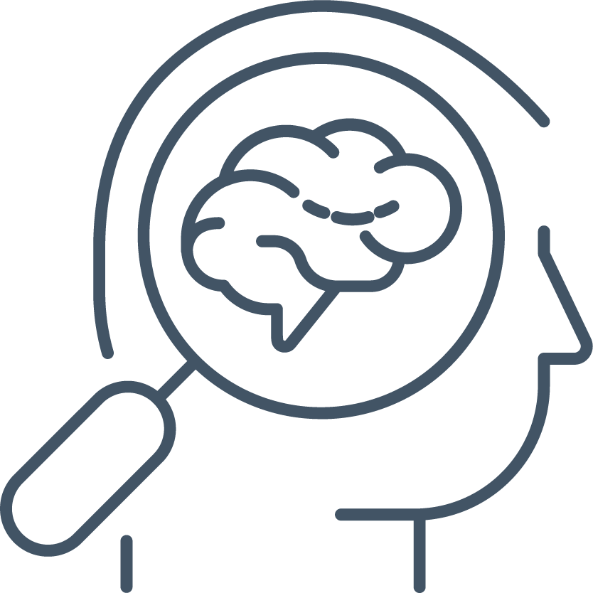 icone representant une loupe sur un cerveau